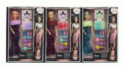 11寸实身9关节礼服芭比+吸塑配件+包包+相机 3色混装 - OBL10432152