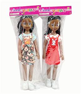 新款18寸肥童黑皮肤娃娃大眼妹空身带IC 包电2个LR44纽扣电池服装多色2款混装PVC卡头袋 包电2个LR44纽扣电池 - OBL10432153