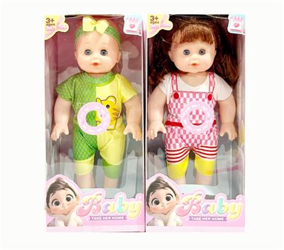 新款14寸直脚肥童娃娃4D眼带IC 包电2个LR44纽扣电池服装多色2款混装 - OBL10432163
