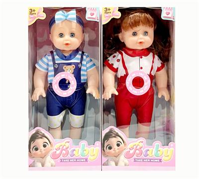 新款14寸直脚肥童娃娃4D眼带IC 包电2个LR44纽扣电池服装多色2款混装 - OBL10432164