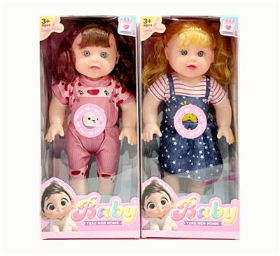 新款14寸直脚肥童娃娃3D眼带IC 包电2个LR44纽扣电池服装多色2款混装 - OBL10432165