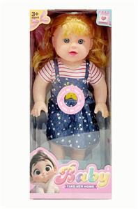 新款14寸直脚肥童娃娃3D眼带IC 包电2个LR44纽扣电池服装多色 - OBL10432168