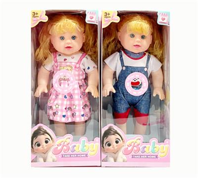 新款14寸直脚肥童娃娃3D眼带IC 包电2个LR44纽扣电池服装多色2款混装 - OBL10432171