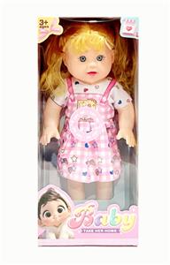 新款14寸直脚肥童娃娃3D眼带IC 包电2个LR44纽扣电池服装多色 - OBL10432175