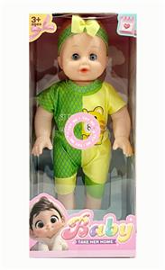 新款14寸直脚肥童娃娃4D眼带IC 包电2个LR44纽扣电池服装多色 - OBL10432176