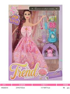 11寸实身活动手芭比娃娃加小熊屋子吸塑 - OBL10432673