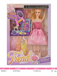 11寸实身活动手芭比娃娃加小梳镜加行李箱加小狗 - OBL10432676