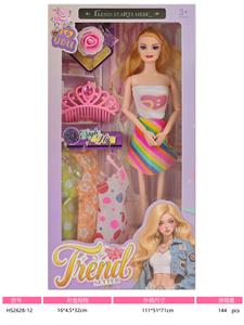 11寸实身九关节芭比娃娃加玫瑰花加小皇冠 - OBL10432706