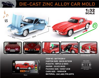 英文1:32压铸锌合金灯光音效克尔维特 车模 - OBL10432757