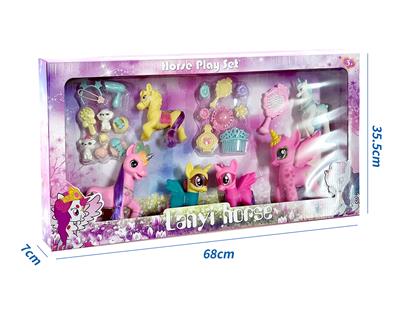 新款礼盒装搪胶灯光音乐小马带吹风机发夹吸塑配件 - OBL10432834