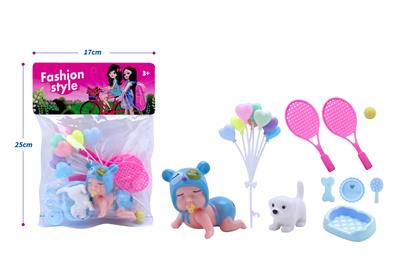 高档3.5寸爬娃带羽毛球拍、气球、宠物狗、狗盆配件 - OBL10432836