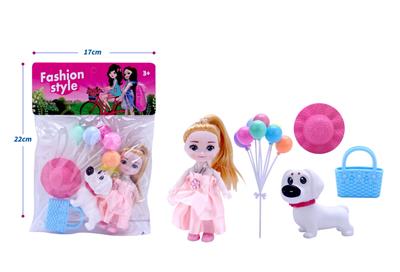 高档6寸实身美少女带宠物狗、帽子、气球、手提包配件 - OBL10432841