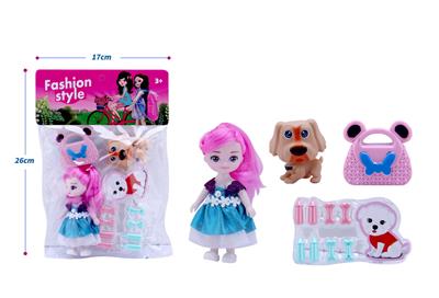 高档3.5寸美少女带宠物狗、手提包、骨头吸塑配件 - OBL10432845