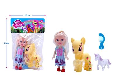 高档3.5寸小凯丽带搪胶水果小马、塑料飞马、梳子配件（多色混装） - OBL10432869