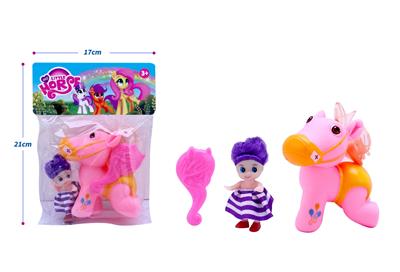 高档搪胶爬马带3.5寸丑娃、梳子配件（多色混装） - OBL10432872