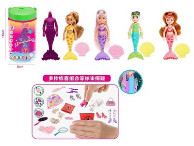 第8代7寸实身红砖石变色美人鱼凯莉主题。带皇冠发夹。梳子，镜子 3款混装 - OBL10432939