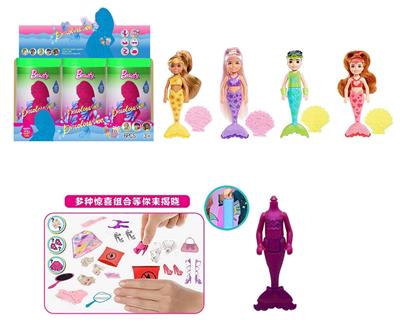 第8代7寸实身红砖石变色美人鱼凯莉主题。带皇冠发夹。梳子，镜子  3款6PC混装 - OBL10432940