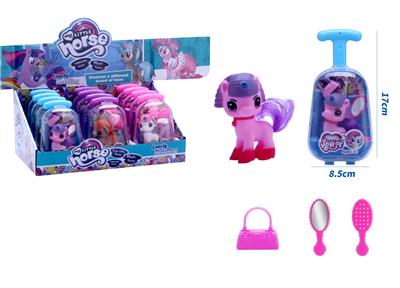 新款可爱拉箱搪胶小马带手提包、梳子、镜子配件 12PCS 3款混装 - OBL10432966