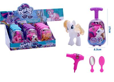 新款可爱拉箱搪胶飞马带吹风机、梳子、镜子配件 12PCS 3款混装 - OBL10432970