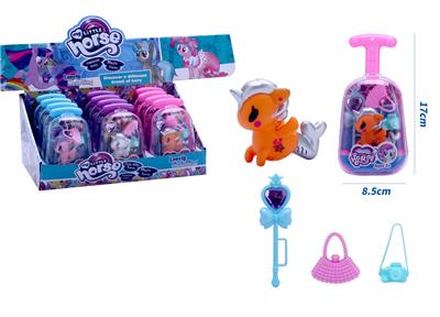 新款可爱拉箱搪胶鱼尾独角兽带魔法棒、手提包、相机配件 12PCS 3款混装 - OBL10432972