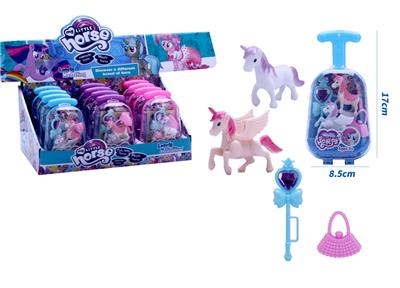 新款可爱拉箱两只塑料飞马带魔法棒、手提包配件 12PCS 3款混装 - OBL10432973