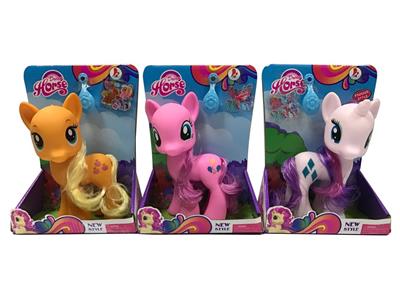 3款搪胶大号梦幻马宝丽带马贴带马梳混装马 - OBL10432998