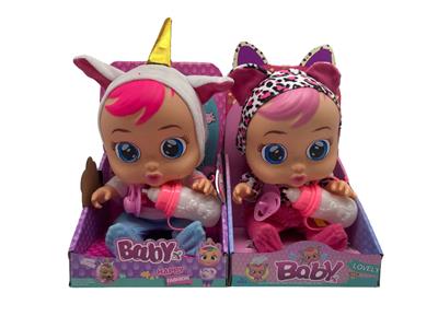 第19代14寸搪胶哭泣娃娃带四声音乐cry Babies-Tutti Fritti带流眼泪功能，带吸水奶瓶，带奶嘴  。毛绒带加暖功能。衣服2件套2款混装 - OBL10433115