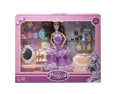 高档11.5寸实身9关节婚纱芭比带梳妆台套装配件香水吸塑包包配件 - OBL10433165