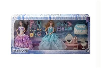 高档11.5寸实身9关节婚纱芭比2只带打扮吸塑梳妆套装大包包 - OBL10433173