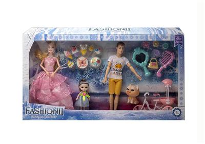 高档11.5寸实身9关节婚纱芭比和11.5寸12关节实身男人带狗狗3寸仔吸塑配件 - OBL10433175