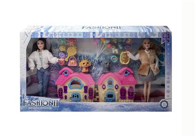 高档11.5寸实身9关节时装芭比2只和房子配件气球狗狗打扮吸塑 - OBL10433176