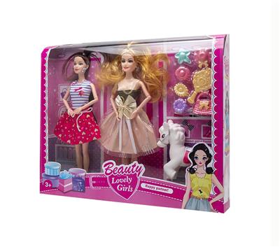 高档11.5寸9关节时装芭比2只 带打扮吸塑和马配件 - OBL10433181