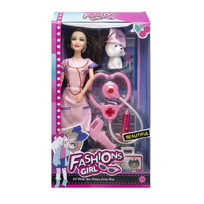 高档11.5寸9关节实身护士芭比娃娃+医具加狗狗 - OBL10433201