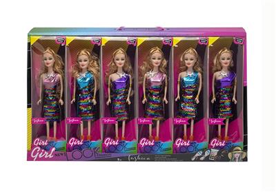 高档11.5寸实身活手彩虹珠片芭比系列 6PCS - OBL10433219
