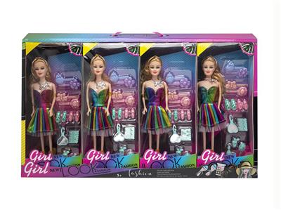 高档11.5寸实身活手彩虹芭比+饰品 4PCS - OBL10433220