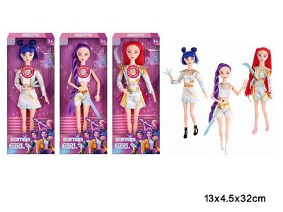 K-POP 猎魔女团动画版11.5寸12关节带灯光音乐实身摇滚芭芘带武器三人随机混装 - OBL10434072