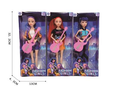 K-POP 猎魔女团动画版11.5寸活手实身摇滚芭芘带吉他三人随机混装 - OBL10434074