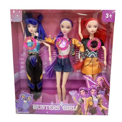 K-POP 猎魔女团真人版11.5寸12关节实身带七彩灯光主题曲Rumi鲁米打歌芭比3人混装 - OBL10434085