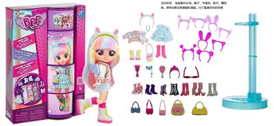 高档CRY BABIES BFF11.5寸11关节实身彩虹哭泣芭比娃娃带5惊喜配件发夹。手提包。鞋子。梳子。一个模特架 - OBL10438543