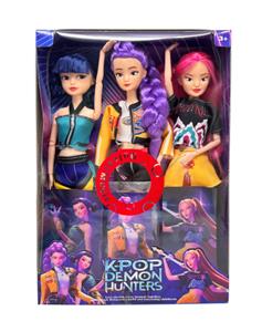 K-POP 猎魔女团真人版11.5寸12关节实身带七彩灯光主题曲Rumi鲁米打歌芭比3人混装，金貂卡片一张 - OBL10443278