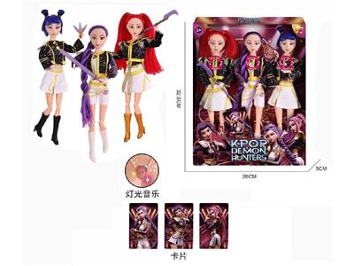 K-POP 猎魔女团真人版11.5寸12关节实身鲁米佐伊米cospiay朋克芭比带武器3人混装 - OBL10459221