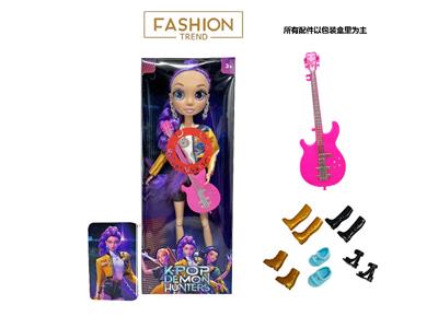 K-POP彩虹猎魔系列 1比1  带七彩灯光音乐12寸12关节实身真玻璃眼珠惊喜猎魔女团娃娃带耳环带一条吉他带金貂卡片一张 - OBL10459241