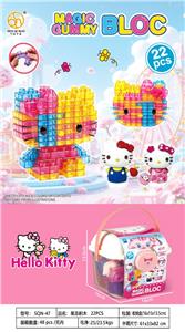 手提桶KITTY猫软胶果冻积木 22pcs - OBL10461124