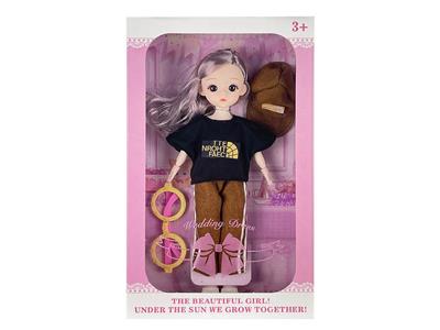 12寸实身活动关节3D眼时尚女孩芭比娃娃，配眼镜，帽子 - OBL10463268
