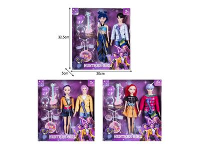 11.5寸实身11关节K-POP猎魔男团猎魔女团娃娃2只装带配件 - OBL10464538