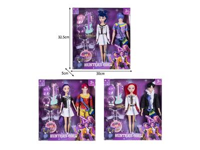 11.5寸实身11关节K-POP猎魔男团猎魔女团娃娃2只装带配件 - OBL10464539