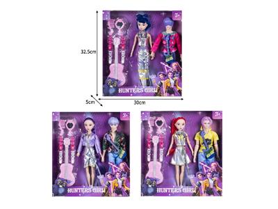 11.5寸实身11关节K-POP猎魔男团猎魔女团娃娃2只装带配件 - OBL10464547