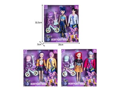 11.5寸实身11关节K-POP猎魔男团猎魔女团娃娃2只装带配件 - OBL10464548