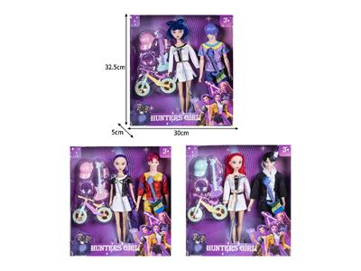 11.5寸实身11关节K-POP猎魔男团猎魔女团娃娃2只装带配件 - OBL10464549
