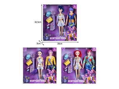 11.5寸实身11关节K-POP猎魔男团猎魔女团娃娃2只装带配件 - OBL10464560